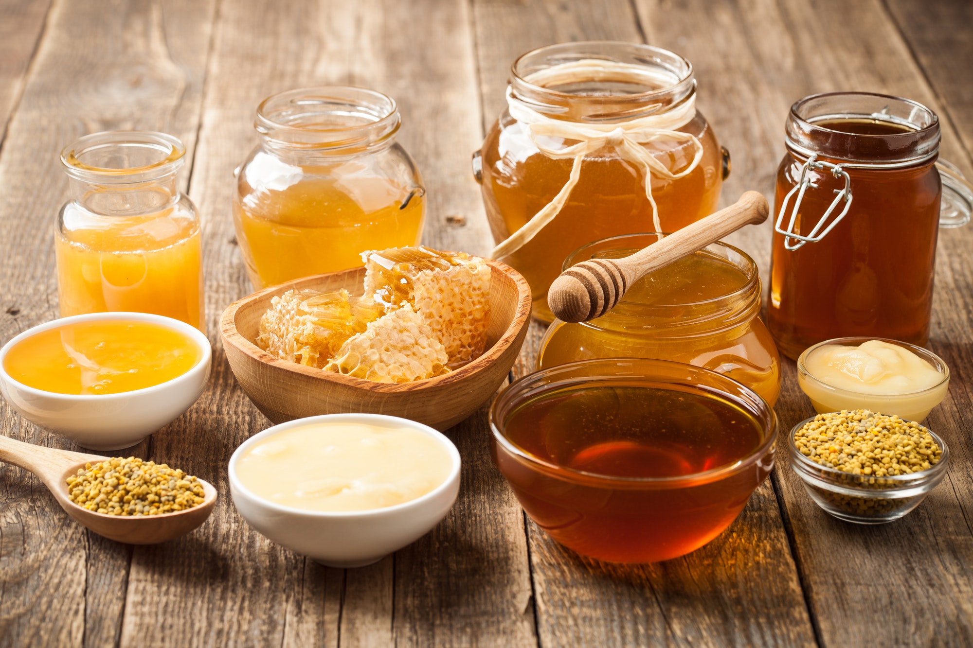 Various honey jars